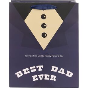 LUCKYMARK Happy Fathers Day Gift Bag, 13" Large Durable Father's Day Gift Bags, Fathers Day Bag with Handle for Dads, Grandpas, Uncles, Brothers(Happy Father's Day)