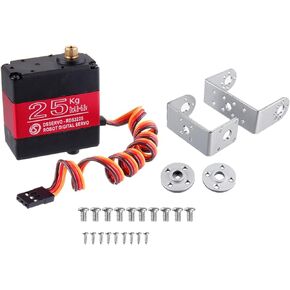 RDS3225 25KG Dual Shaft RC Digital Servo - IP66 مقاوم للماء عزم دوران عالي كامل معدات معدنية مع دعامة تثبيت U لسيارة Baja DIY 1/8 1/10 1/12 مقياس زاحف (180 درجة)