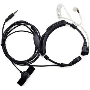 3.5mm Jack Plug Cool Throat Mic Microphone Covert Acoustic Tube Earpiece Headset with Finger PTT Compatible with Mobile Phone Vocal Hands-Free in-Ear Headset/Headphones/Earphones Black
