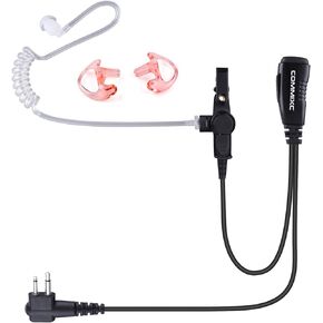 Walkie Talkie Earpiece, 2.5mm/3.5mm 2-Pin Covert Air Acoustic Tube Walkie Talkie Headset with PTT Mic, Compatible with Motorola Two-Way Radios