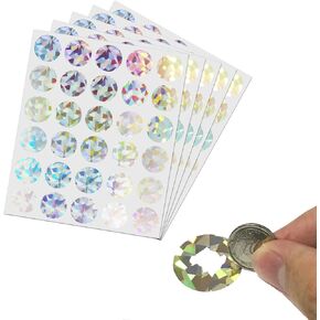 150 Pack, 1" Holographic Shiny Scratch Off Stickers Labels - Round