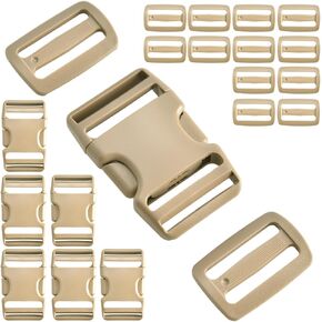 Buckles for Webbing Straps 1.5", 6 set Side Release Plastic Buckle + 12pcs Tri-glide Sliders