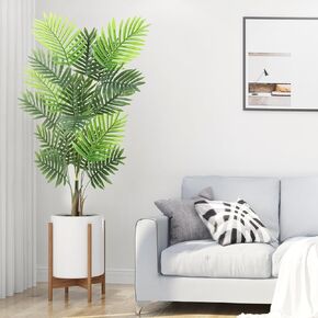 7 ft Artificial Palm Tree, 2 PCS Artificial Areca Palm Plant Fake Faux Tropical Palm Silk Plant with 15 Trunks Paradise Palm Floor House Plant in Pot Indoor Outdoor Home Office Garden Decoration