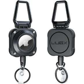LIUGX 2-Pack Airtag Retractable Keychain, Airtag Holder, Badge Reel with 31.5" Wire Rope, 10,000+ Rebound, 8oz, Easy Installation, Protective Air Tag Case for Badge Holder, Keys, Luggage