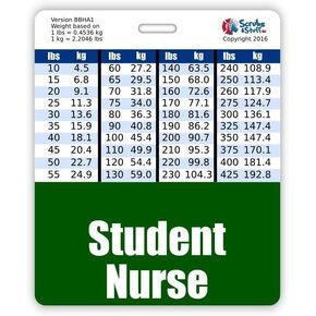 Student Nurse Badge Buddy Horizontal w/Height & Weight Conversion Charts (Oversized, Black)