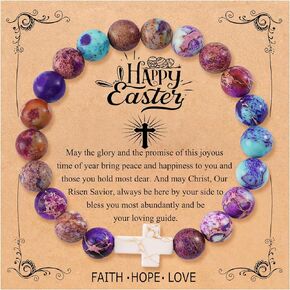 Cross Bracelet for Women Christian Gifts Colorful Imperial Stone Catholic Religious Jewelry Mothers Day Birthday Christmas Gifts for Women Mother Daughter Sister Girlfriend Grandma Wife