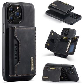 SZHAIYU 2 in 1 Detachable Back Cover Compatible with iPhone 13 Pro Wallet Case with Card Holder Leather Pocket Phone Cases 6.1'' (Not Fit for iPhone 13 Pro Max) (Black)