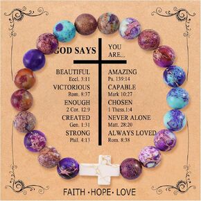 Cross Bracelet for Women Christian Gifts Colorful Imperial Stone Catholic Religious Jewelry Mothers Day Birthday Christmas Gifts for Women Mother Daughter Sister Girlfriend Grandma Wife in Kuwait