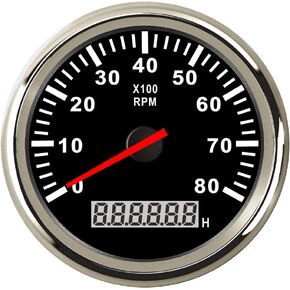 6000 RPM Tachometer Waterproof AUTO Digital Tacho Gauge with Red Backlight 85mm 9-32V for Car Boat Motorcycle