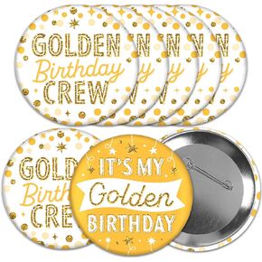 Big Dot of Happiness Happy Birthday - 3 inch Birthday Party Badge - Pinback Buttons - Set of 8