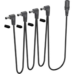 1 to 4 Ways 9V DC Daisy Chain Power Supply Splitter Adapter Cable Cord/Leads Right Angle Plug for Guitar Effects Pedal