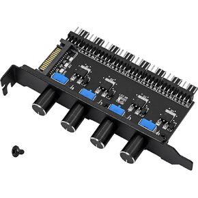 SinLoon 4 Knob Cooling Fan Speed Controller PC 8 Channels Fan Hub for CPU Case HDD VGA PWM Fan PCI Bracket 12V Fan Control- SATA Power Supply (SATA 4 Knob)
