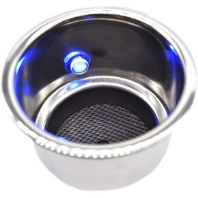 MARINE CITY Stainless Steel Blue LED Light Drink Cup Holder with Drain for Marines – Boats – RVs – Poker Tables – Counter Tops – Dashboards (Pack of 2)