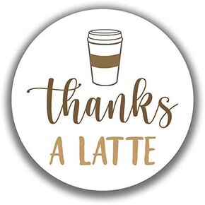 2" Round Thanks A Latte Appreciation Thank You Stickers (40 Labels) (Latte Brown)