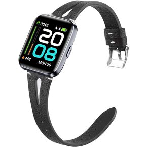 ID208 Plus Smart Watch Band, Lamshaw Slim Vintage Leather Strap Replacement Compatible for Quican ID208 Plus 1.8 Inches, aeac ID208 Plus, WMK ID208 Plus 1.8 Inches Smart Watch, Fitpolo ID208 Plus 1.8'' Smart Watch