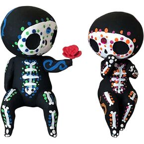 Sugar Skull Statue， Sugar Skull Couple Figurine Desktop Ornaments Indoor Decoration Gifts Resin Crafts(KISS)