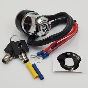 Chrome 3 Position Ignition Switch (Off, Ignition, Ignition w/Lights) w/2 Tamper Resistant Round Keys for 1979-2003 Harley Sportster, 1991-2005 Dyna (Except FXDWG) & Custom Applications - HD# 71705-97