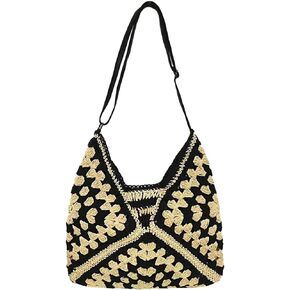 Straw Hobo Bags for Women Summer Beach Tote Purse Crochet Hobo Shoulder Everything Holiday Work Everyday Handbag