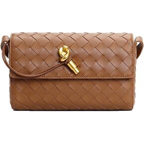 Woven Crossbody Bags for Women PU Leather Shoulder Bag Handwoven Small Hobo Bag Purses 2024