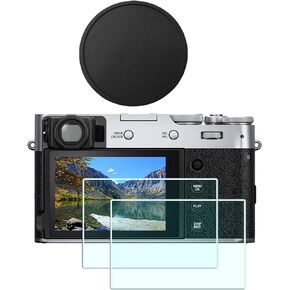 Lens Cap+Screen Protector for Fujifilm Fuji X100V X100VI Camera(for Accessories),X-100V X-100VI LCD Screen Protector +Aluminum Lens Cap with Flocking Internal [1+2 Pack]