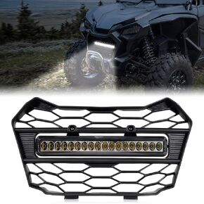 SAUTVS Front Mesh Grille with LED Light for Honda Talon 1000, Front Bumper Mesh Grill with Adjustable LED Light Bar for Honda Talon 1000R 1000X 1000X-4 2022 2023 2024 Accessories (1PCS)