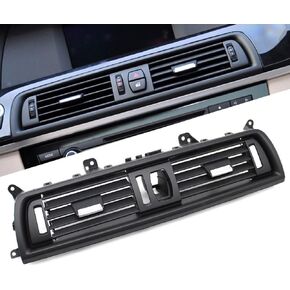 Dashboard Front Center AC Air Vent Grille Outlet Cover, Middle Air Conditioning Panel Trim Replacement, for BMW 5 Series F10 F11 F18 520i 523i 525i 528i 535i (Plain Black)
