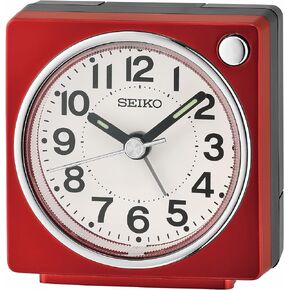 Seiko Fuji Dark Bedside Alarm Clock, Metallic Red