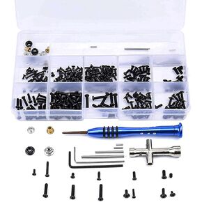 طقم براغي سيارة RC، WLtoys 144001 124018 124019 أجزاء ترقية سيارة RC M2 M2.5 M3 طقم تثبيت براغي بأكمام متقاطعة ومسامير ذراع متأرجحة (أسود)