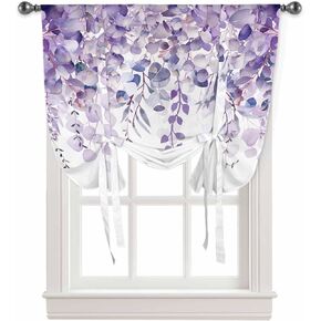 Curtain Valance for Windows Blue Eucalyptus Rod Pocket Valance Window Treatments 1 Panel Watercolor Leaves Short Curtains for Kitchen Windows Bathroom Bedroom 42x12in