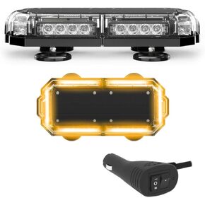 SpeedTech Lights Mini 14 72 Watts LED Strobe Lights For Trucks, Cars, Plows, and Emergency Vehicles with Magnetic Roof Mount - Amber/Amber (Yellow/Yellow)