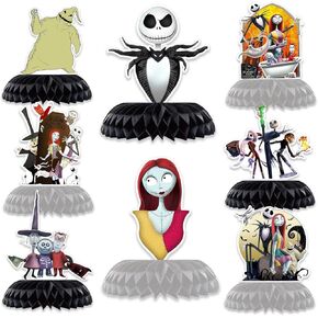 8Pcs Night Christmas Birthday Party Decorations Honeycomb Centerpieces, Cartoon Themed 3D Table Decorations for Birthday Party