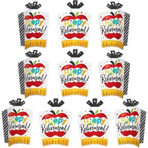 Big Dot of Happiness Teacher Retirement - Table Decorations - Happy Retirement Party Fold and Flare Centerpieces - 10 Count
