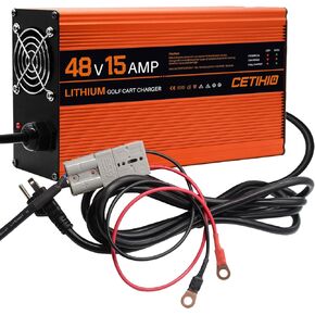 48 Volt Lithium Battery Charger for Golf Carts with Anderson Plug. 15 AMP LIFEPO4 Battery Charger. 16FT, Upgraded, 3-Stage Charge Technology, (Output: 58.4 Volts) 3-5 Hours Full Charge, Smarter