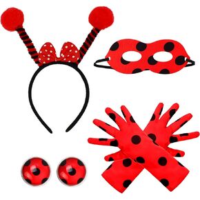 Ladybug Bopper Antenna Headband Ladybug Wings and Masks Ladybug Costume Set for Kids Halloween Dress Up