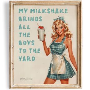 My Milkshake Brings All The Boys To The Yard - 8x10 (Unframed) | Modern Aesthetic Wall Décor for Kitchen | Kitchen Wall Décor | Home Décor