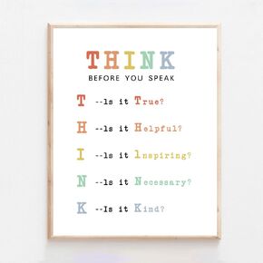 The Power of Thoughtful Words: Think Before You Speak Sign - Boho Classroom and Counselor Office Decor with Positive Classroom Posters UNFRAMED (11X14INCH)