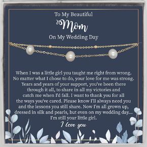 Bride to Mother Gift. Bride to Mom Bracelet. Mother Of The Bride Gift From Daughter. Real Natural Freshwater Pearl Bracelet for Mother on Wedding Day. Mom gifts