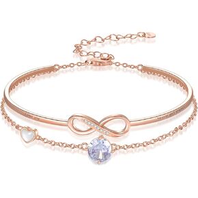 Infinity Bracelet 925 Sterling Silver Birthstone Layered Bracelet Infinity Jewelry Gift for Women