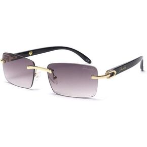 Diamond´s Roar Rectangle Slim Fashion Rimless Sunglasses for Women Men Gangster 90s Frameless Shades Trendy Elite Eyewear