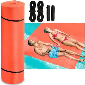 Floating Water Mat 10 x 5.6 ft Foam Water Floating Pad 3 Layer Pool Floating Mat with Safe Bungee Tether and Storage Straps Foam Floating Water Pad for Lake Pool Beach Ocean