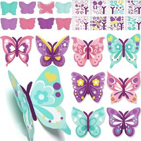 48 Pcs Butterfly Party Supplies Game Spring Butterfly DIY Paper Crafts Make Your Own Butterfly Stickers Cutout for Kids Boys Girls Party Favor Spring Easter Party Decors School Classroom Rewards Arts