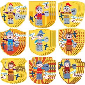 36 Pcs Armor of God Craft Kit Religious Sunday School Crafts for Kids Armor of God Stickers VBS Crafts Bible Crafts for DIY Children Fun Home Classroom Activities Christian Party Decorations