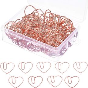 100 Pieces 3 cm Love Heart Shaped Small Paper Clips Bookmark Clips for Wedding Marriage Office School Home(Gold)