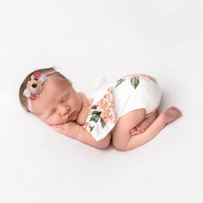 Newborn Photography Prop Outfits Baby Girl Lace Romper Cute Baby Girl Flower Headbands Set for Infant