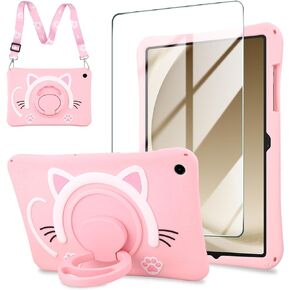 WESADN Case for Samsung Galaxy Tab A9 Plus 11 Inch 2023 for Samsung Galaxy Tab A9+ Tablet 11 Cases with Screen Protector/360 Rotating Kickstand/Lanyard Kids Cute Silicone Full Body Protective Cover