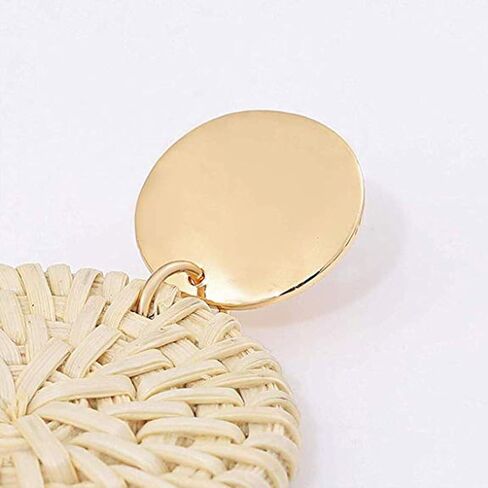 Lightweight Rattan Statement Earrings for Women Teen Girls,Geometric Tassel Woven Boho Earrings Handmade Straw Wicker Braid Hoop Drop Dangle Earrings (A) in Saudi Arabia
