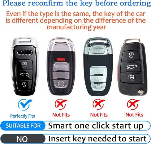 Tukellen for Audi Key Fob Cover Leather with Keychain,Leather Key Case Protector Compatible with 2019 2020 2021 2022 A3 A6 A7 E-Tron A8 Q8 Keyless Smart Key Fob-Black in Saudi Arabia