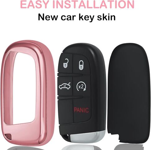 for Jeep Key fob Cover case,with Keychain fit Grand Cherokee Renegade Chrysler 200 300 Dodge Durango Challenger Journey Dart Fiat Smart Remote,Soft TPU Key case,3-4-5 Buttons(Red) in Kuwait