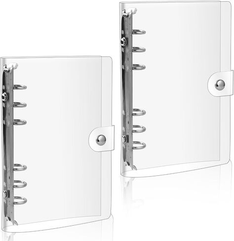 2PCS Clear A6 PVC Binder 6 Ring Transparent Soft PVC Budget Binder Refillable Planner Binder Cover Protector Snap Button Closure A6 Notebook Binder in Saudi Arabia