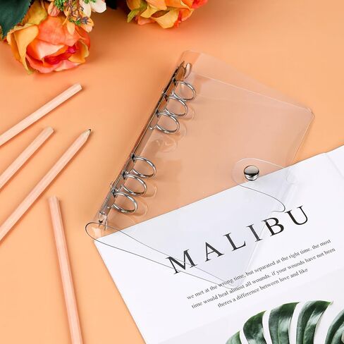 2PCS Clear A6 PVC Binder 6 Ring Transparent Soft PVC Budget Binder Refillable Planner Binder Cover Protector Snap Button Closure A6 Notebook Binder in Saudi Arabia